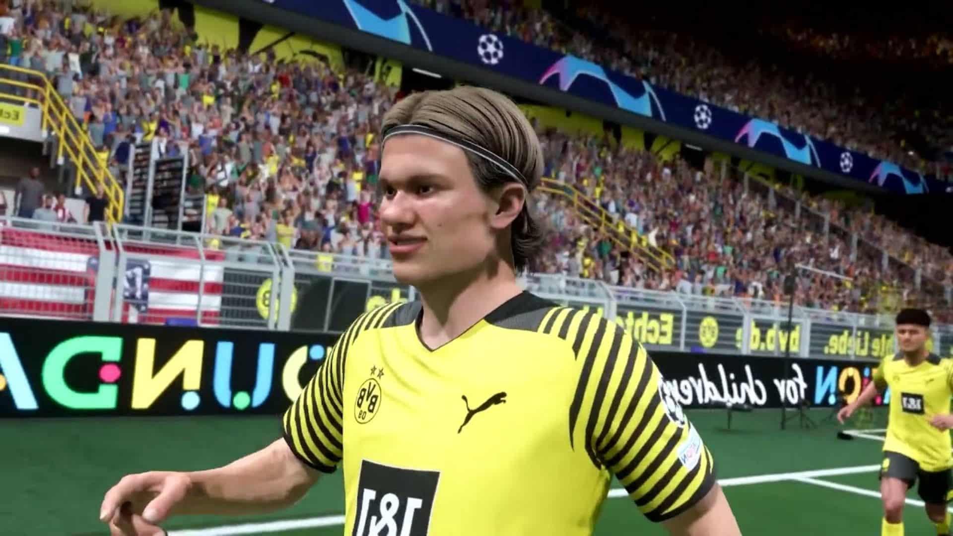 Erling Haaland celebrating in FIFA