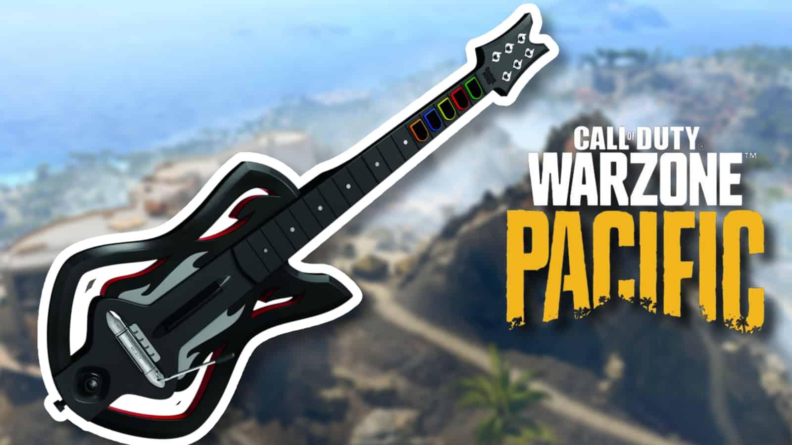 Warzone screen with Guitar Hero controller