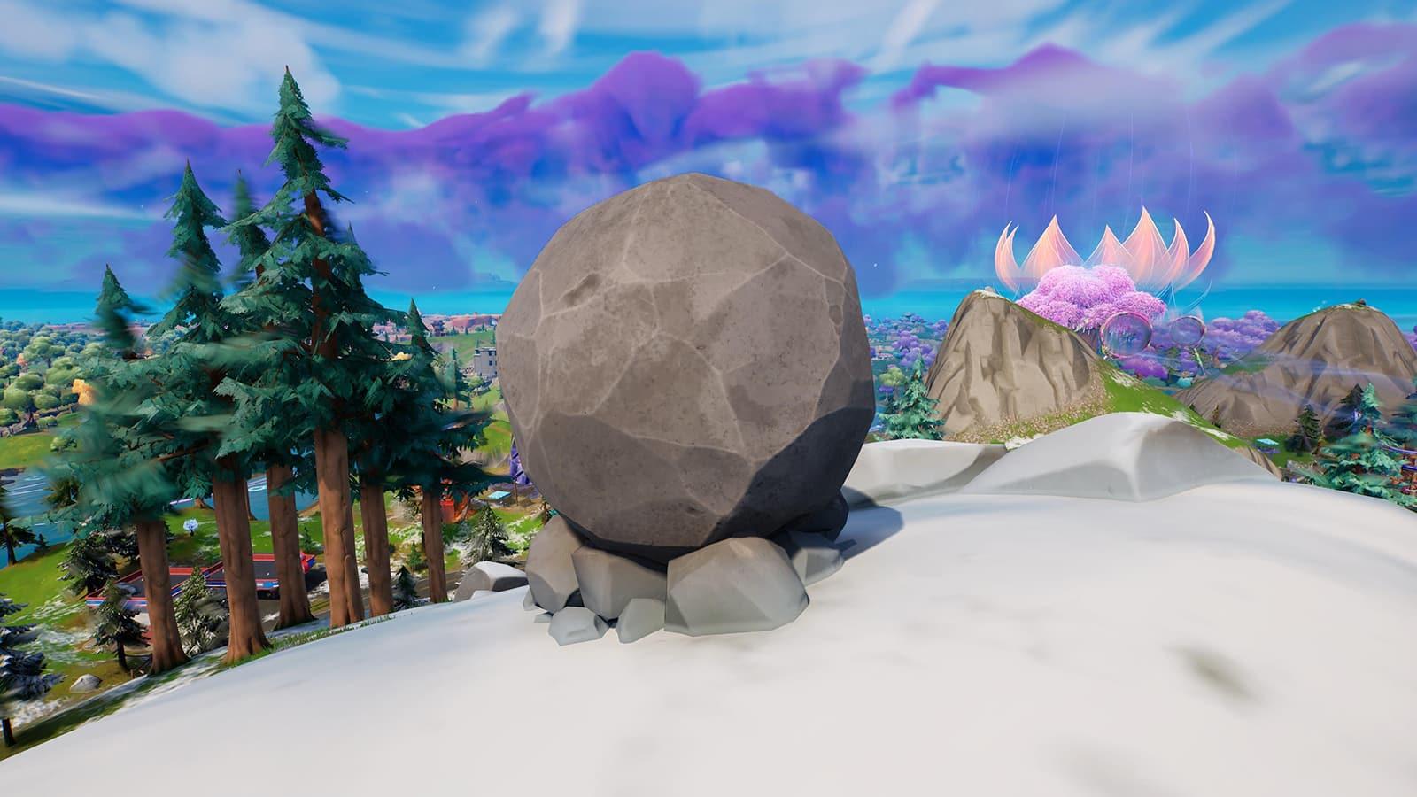 A Runaway Boulder in Fortnite