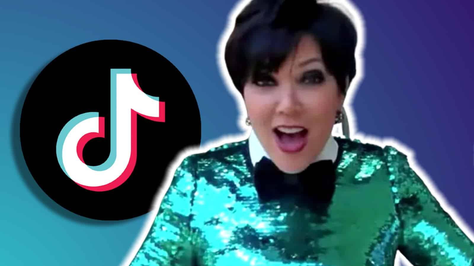 Kris Jenner next to TikTok logo