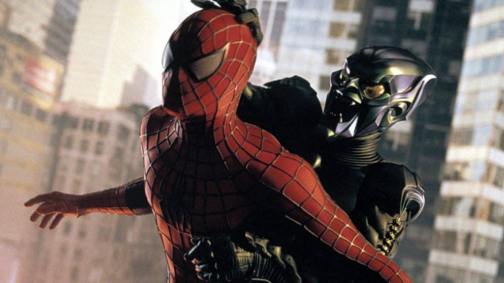 Green Goblin attacks Spider-Man in the first Spider-Man movie.