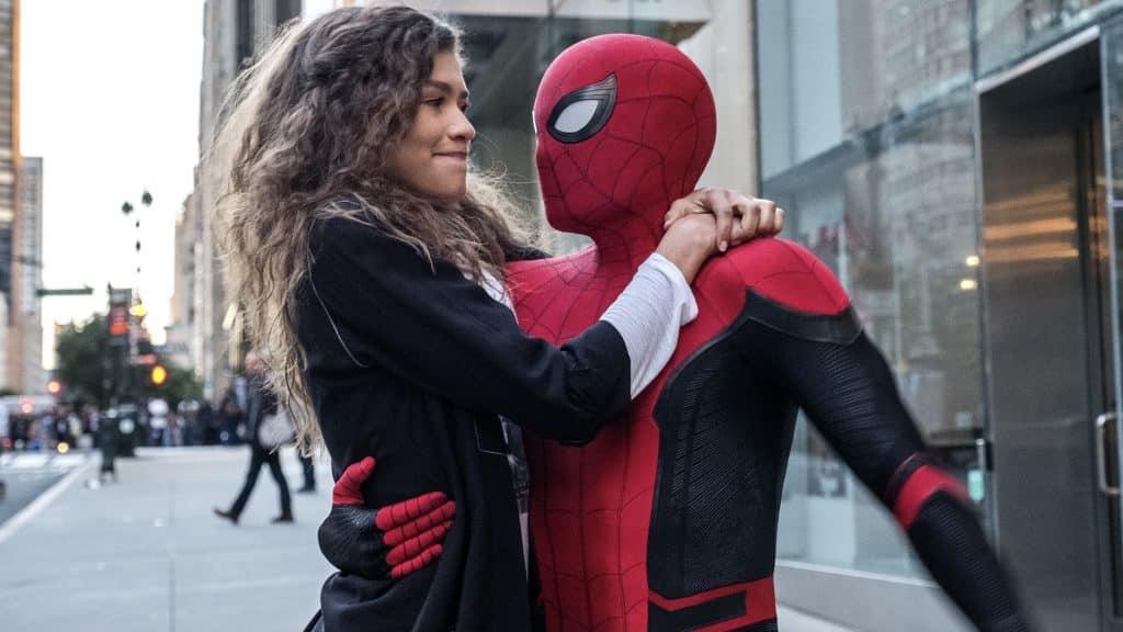 Zendaya's MJ holds onto Tom Holland's Spider-Man at the end of Spider-Man: Far From Home