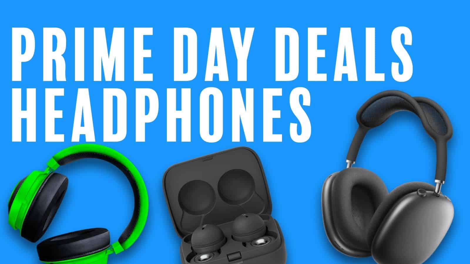 Prime Day Deals: Headphones blue background 3 headsets