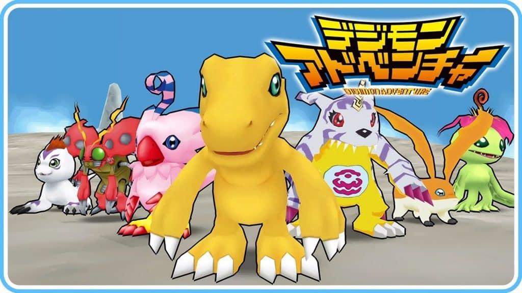 An image of the core Digimon partners featured in the Digimon Adventure video game and anime.