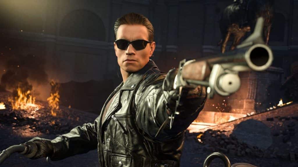 terminator skin in cod warzone aiming shotgun