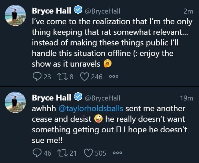 bryce hall tayler holder tweets