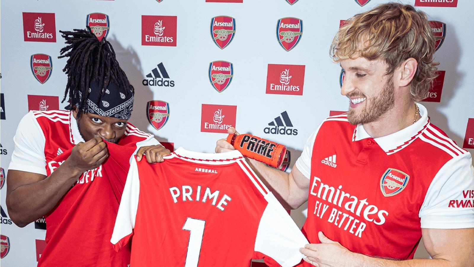 ksi logan paul prime arsenal red jersey