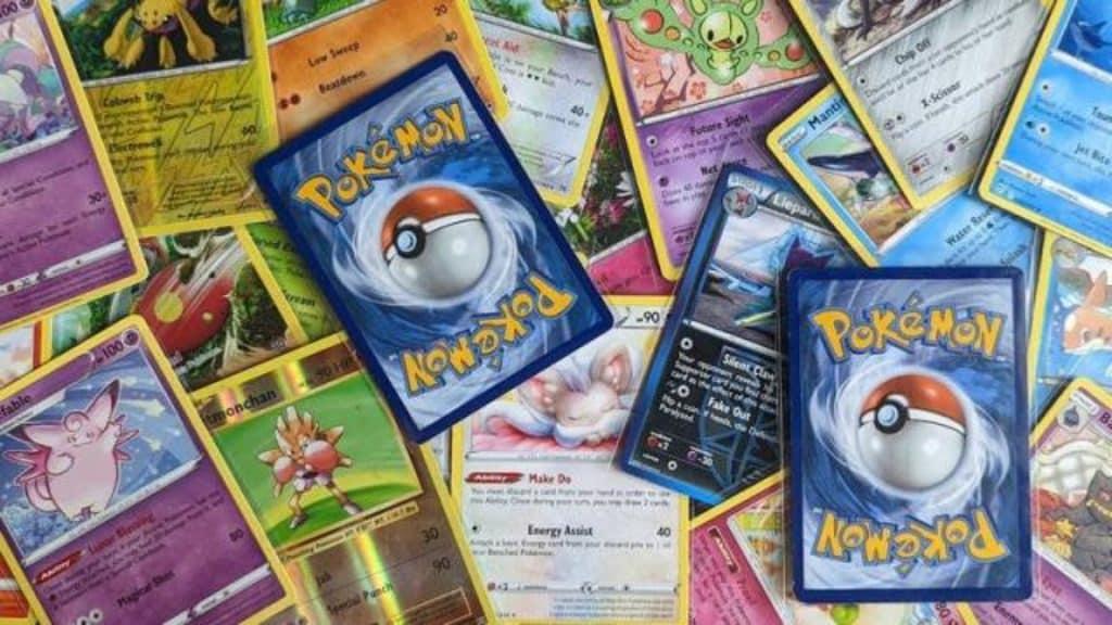 Pokemon cards sprawled out