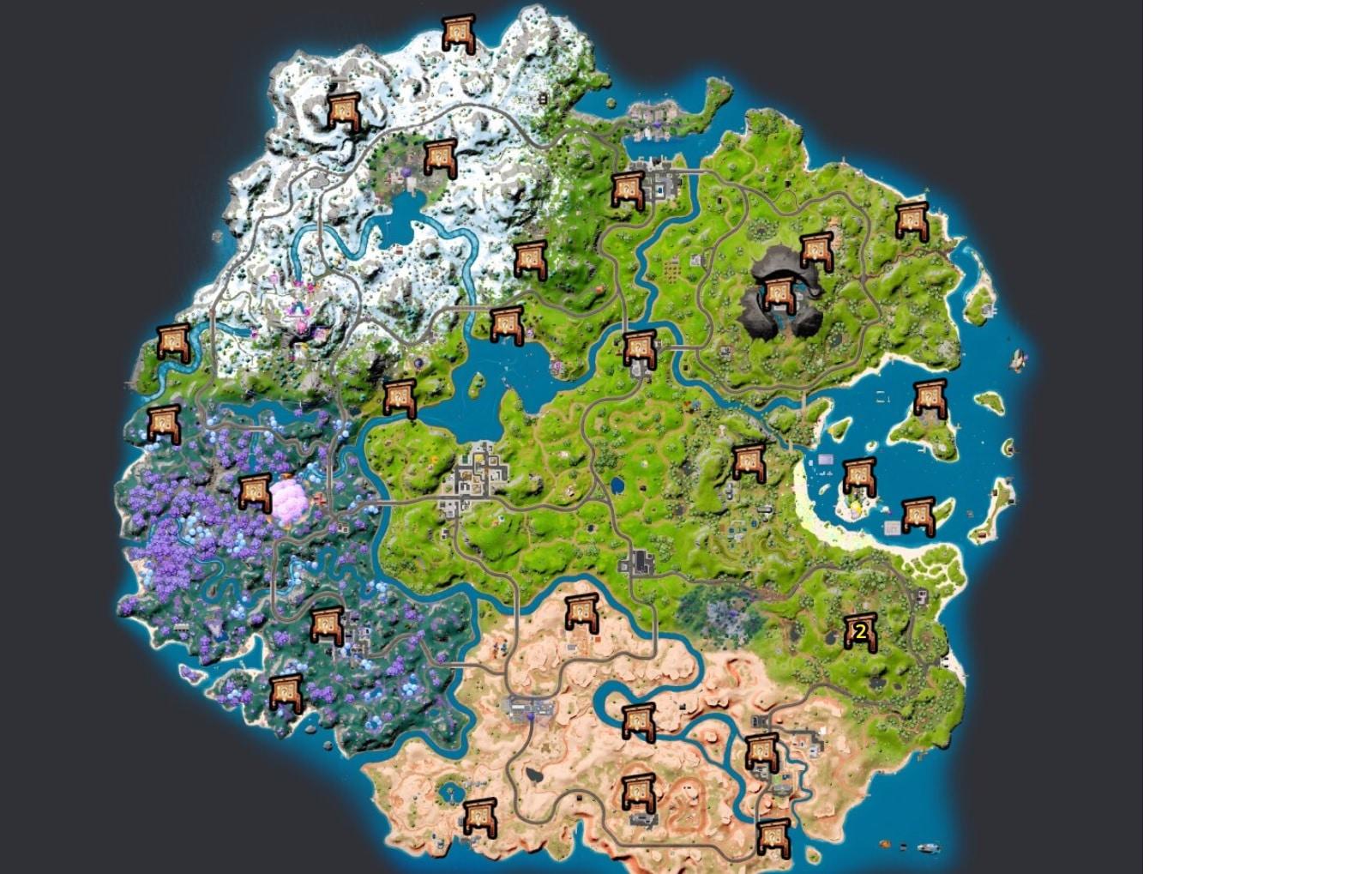 screenshot of all board locations in fortnite chapter 3 season 3