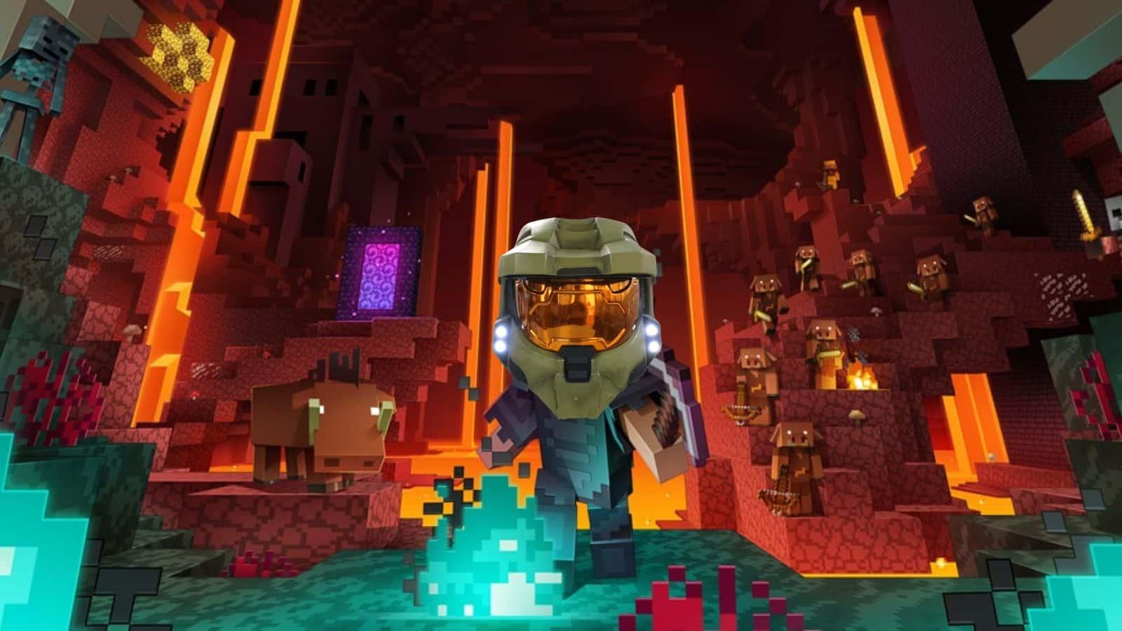 master chief helmet minecraft nether header image