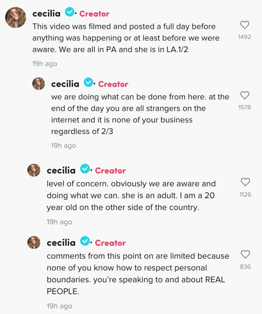 Gabbie Hanna's sister comments on TikTok