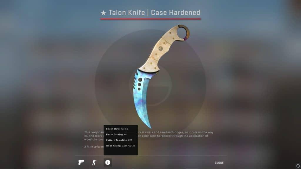 Blue Gem knife in CSGO