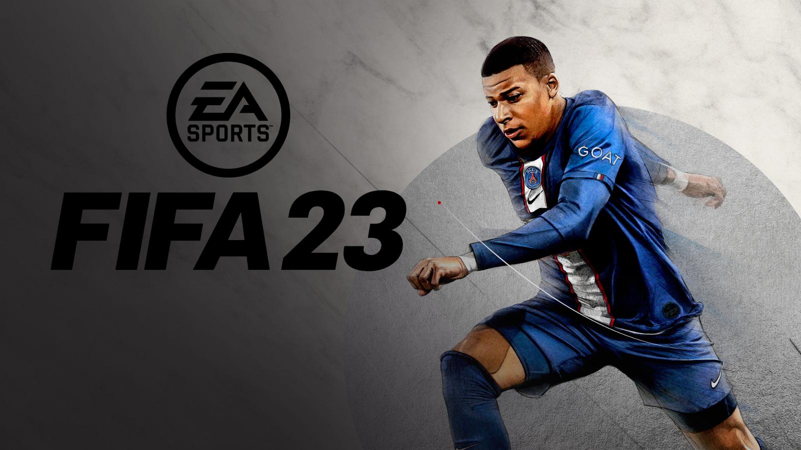 Killian Mbappe in FIFA 23 promo screen.