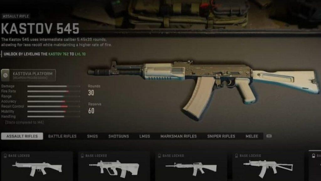 Kastov 545 Modern Warfare 2 loadout