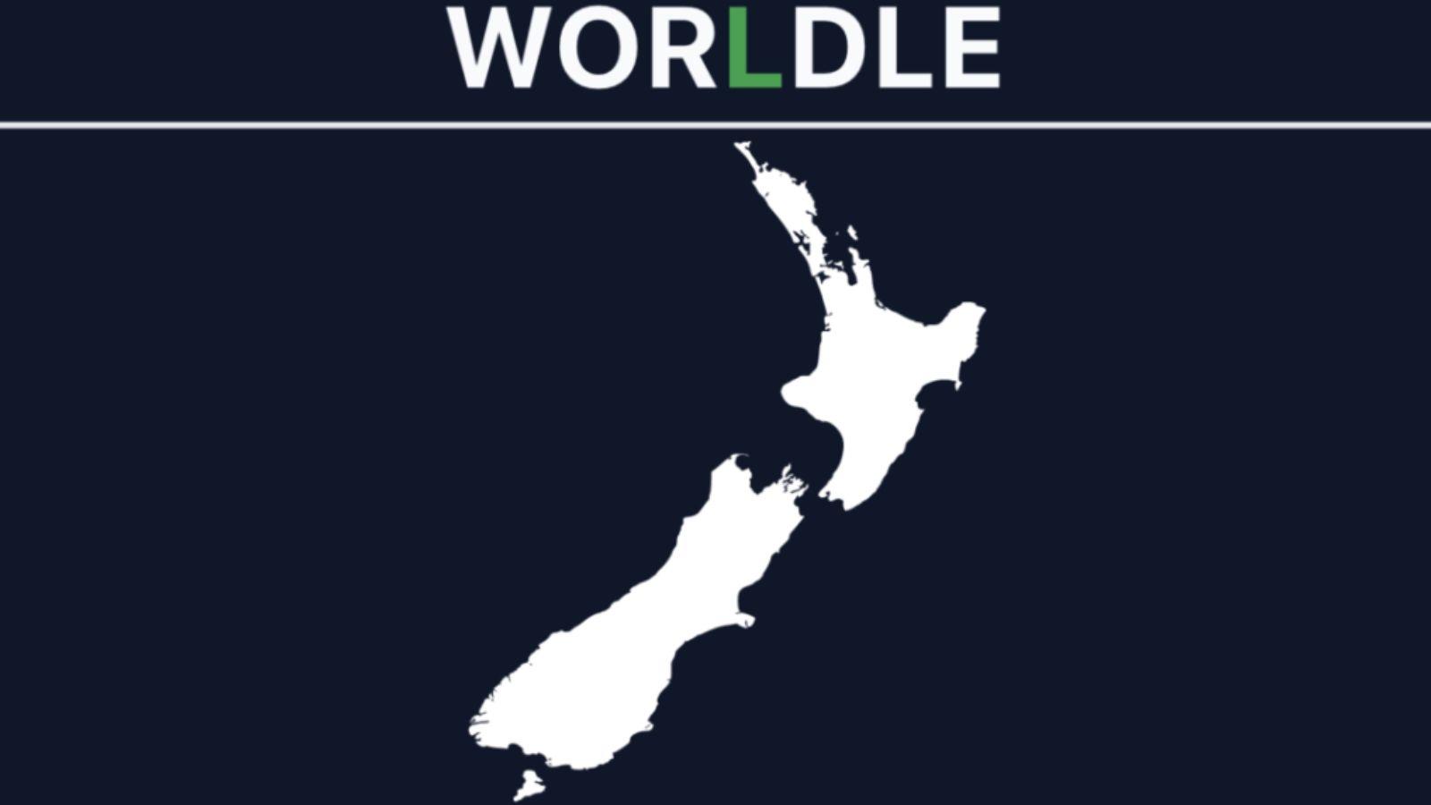 Image showing the Worldle logo with the outline of a map