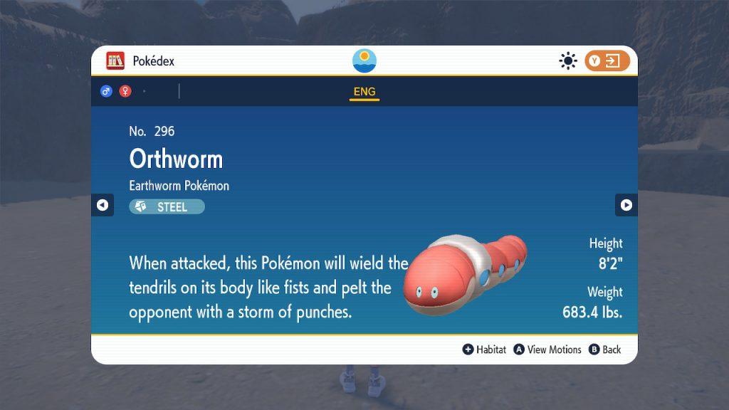 orthworm pokedex pokemon scarlet violet