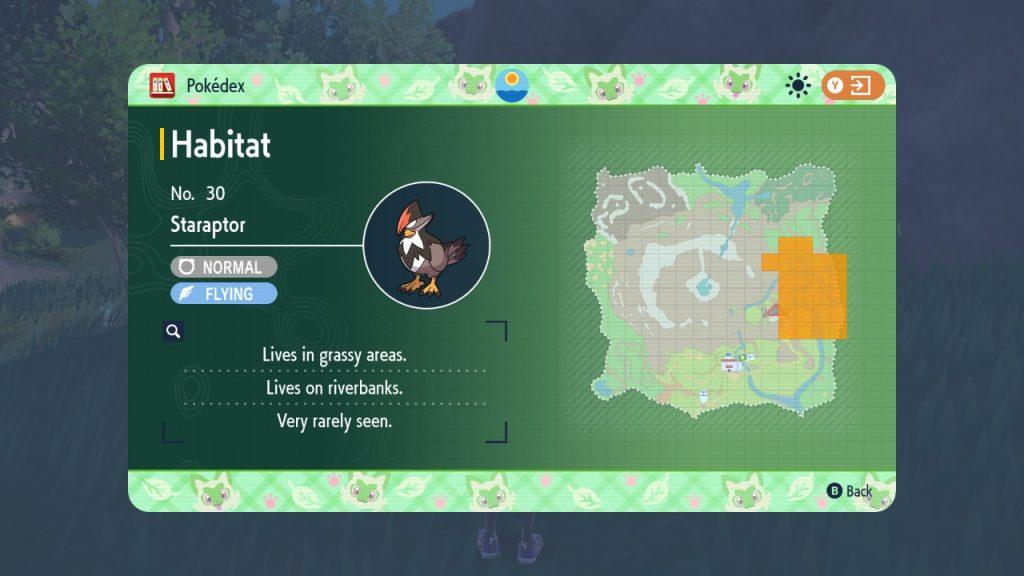 pokemon scarlet & violet staraptor location dlc