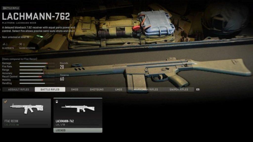 Lachmann 762 in Warzone 2 menus