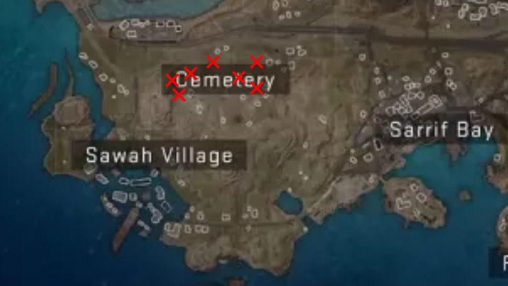 Cemetery hidden cache location in Warzone 2