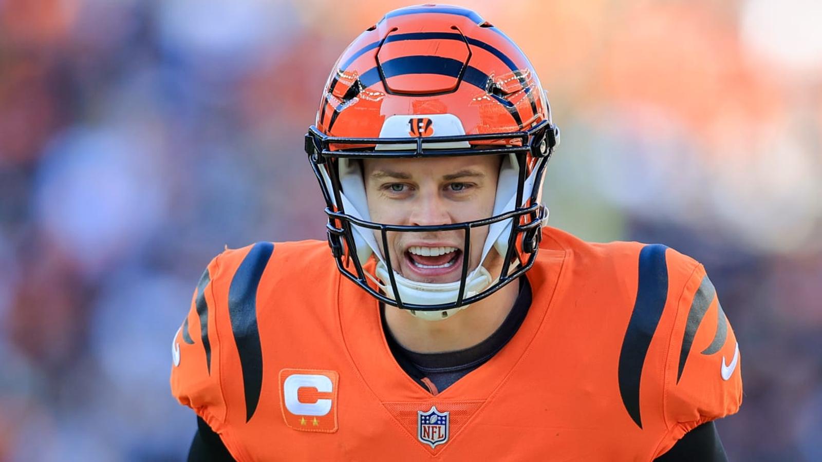 Joe Burrow on field for the Cincinnati Bengals.