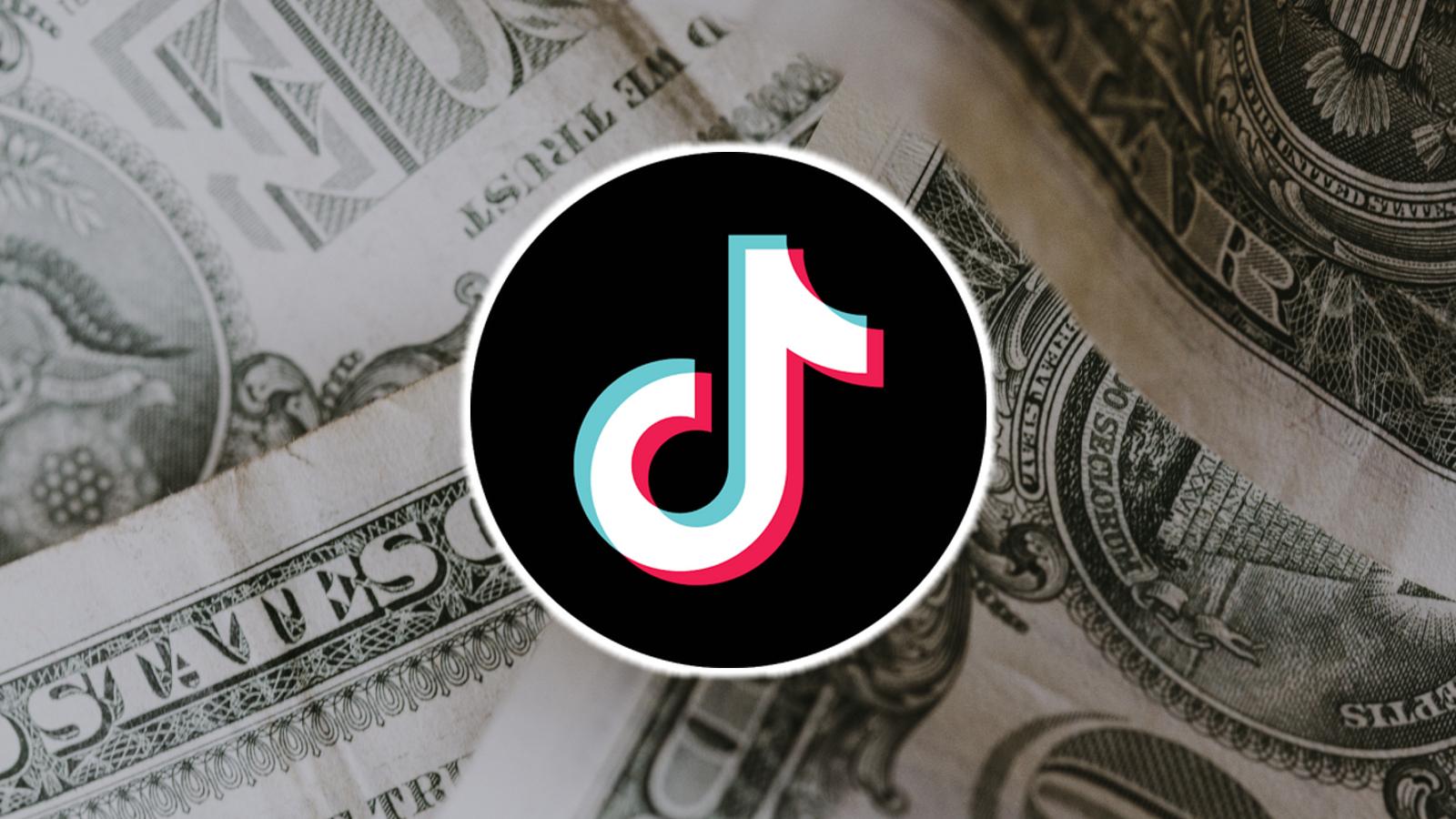 TikTok logo on money