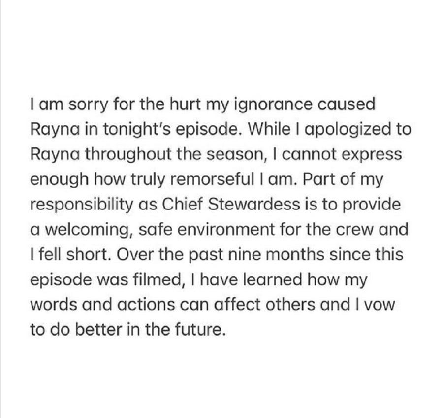 heather below deck apology