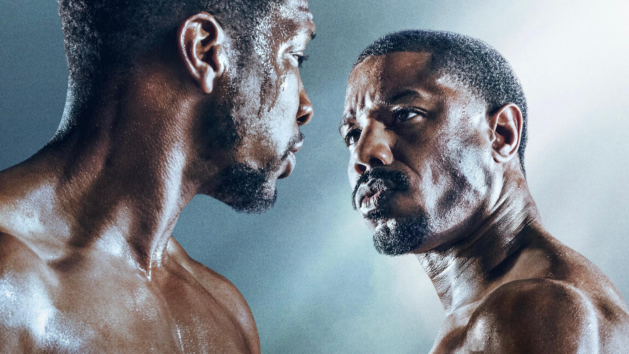 Jonathan Majors and Michael B. Jordan square-up in the Creed 3 poster.