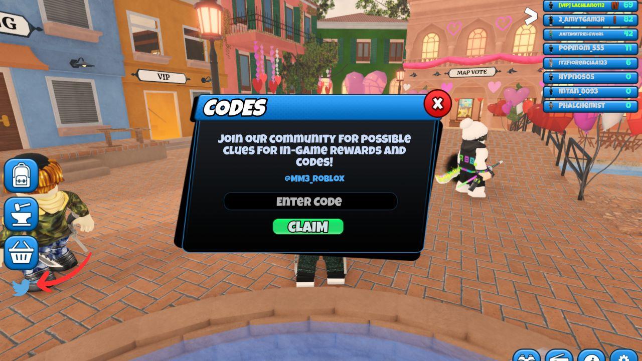 Using codes in Murder Mystery 3