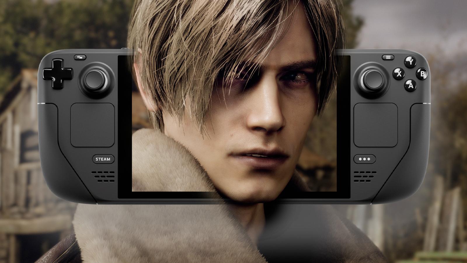 resident evil 4's leon in a steam deck