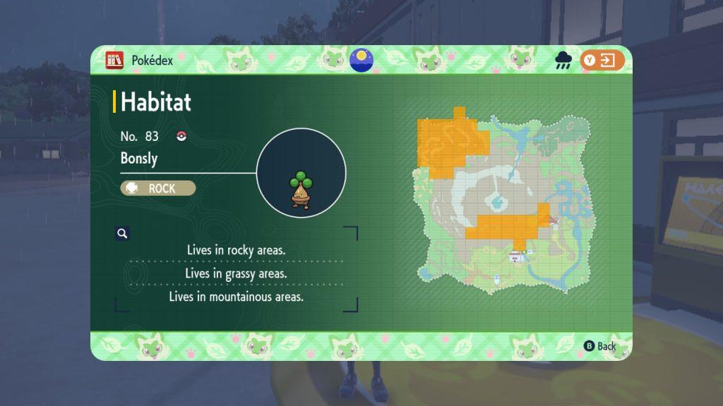 pokemon scarlet violet bonsly dlc locations