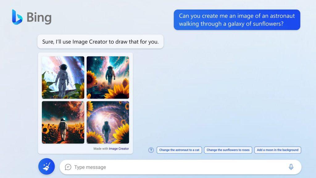 Bing AI generating an image of an astronaut