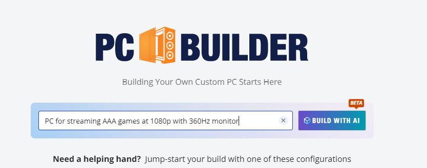 Newegg AI PC builder prompt