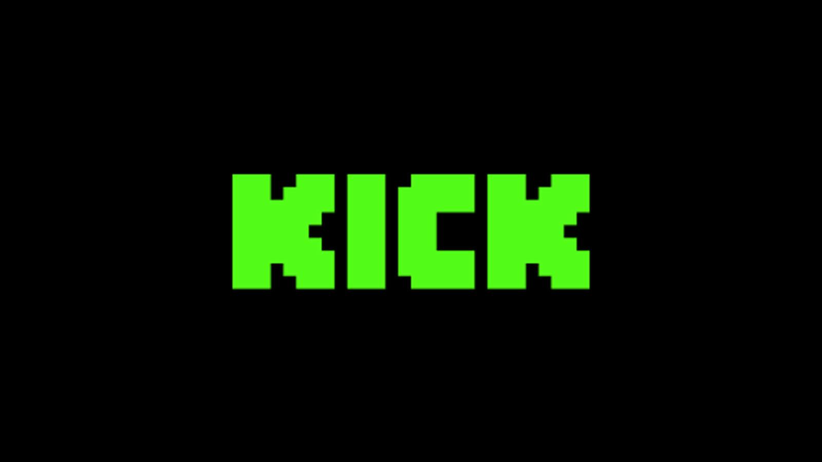 Kick.com logo in green with black background