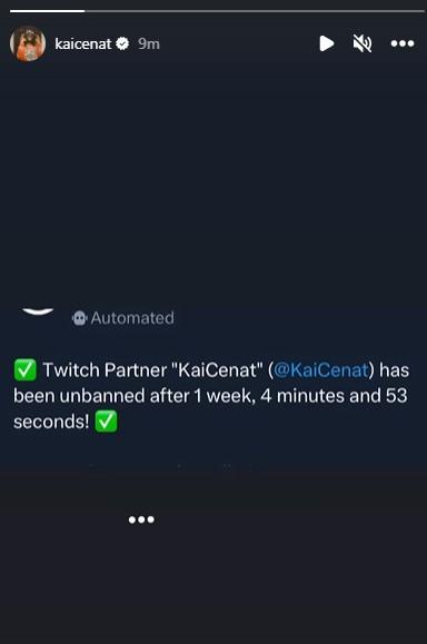 kai cenat reacts to unban