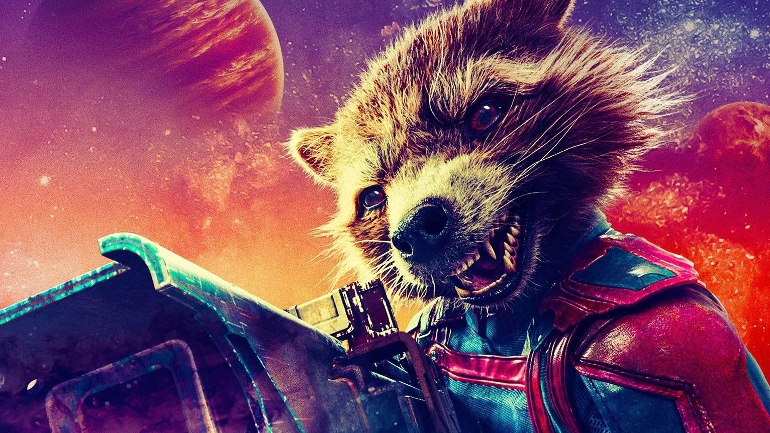 Rocket Raccoon in Guardians of the Galaxy Vol 3.