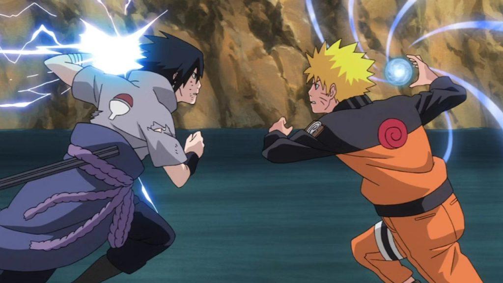 An image of Naruto and Sasuke fighting