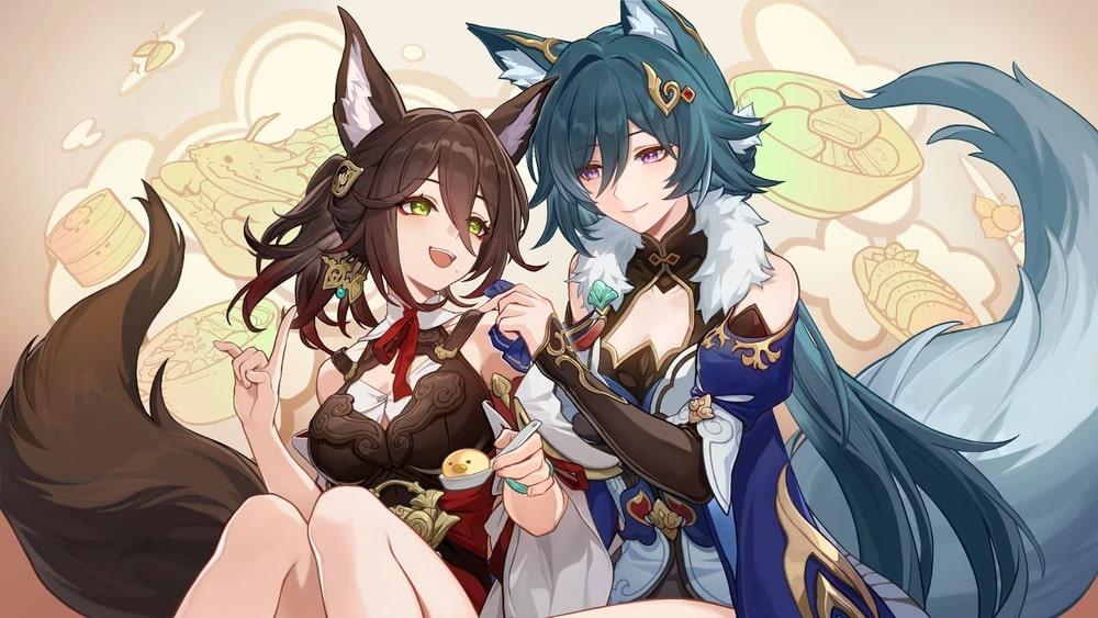 Tingyun and Yukong in a splash art