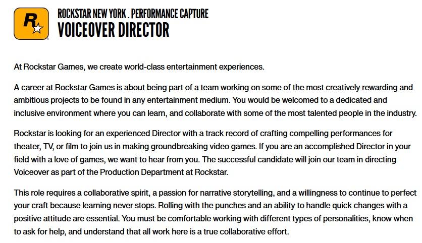 rockstar games job listing