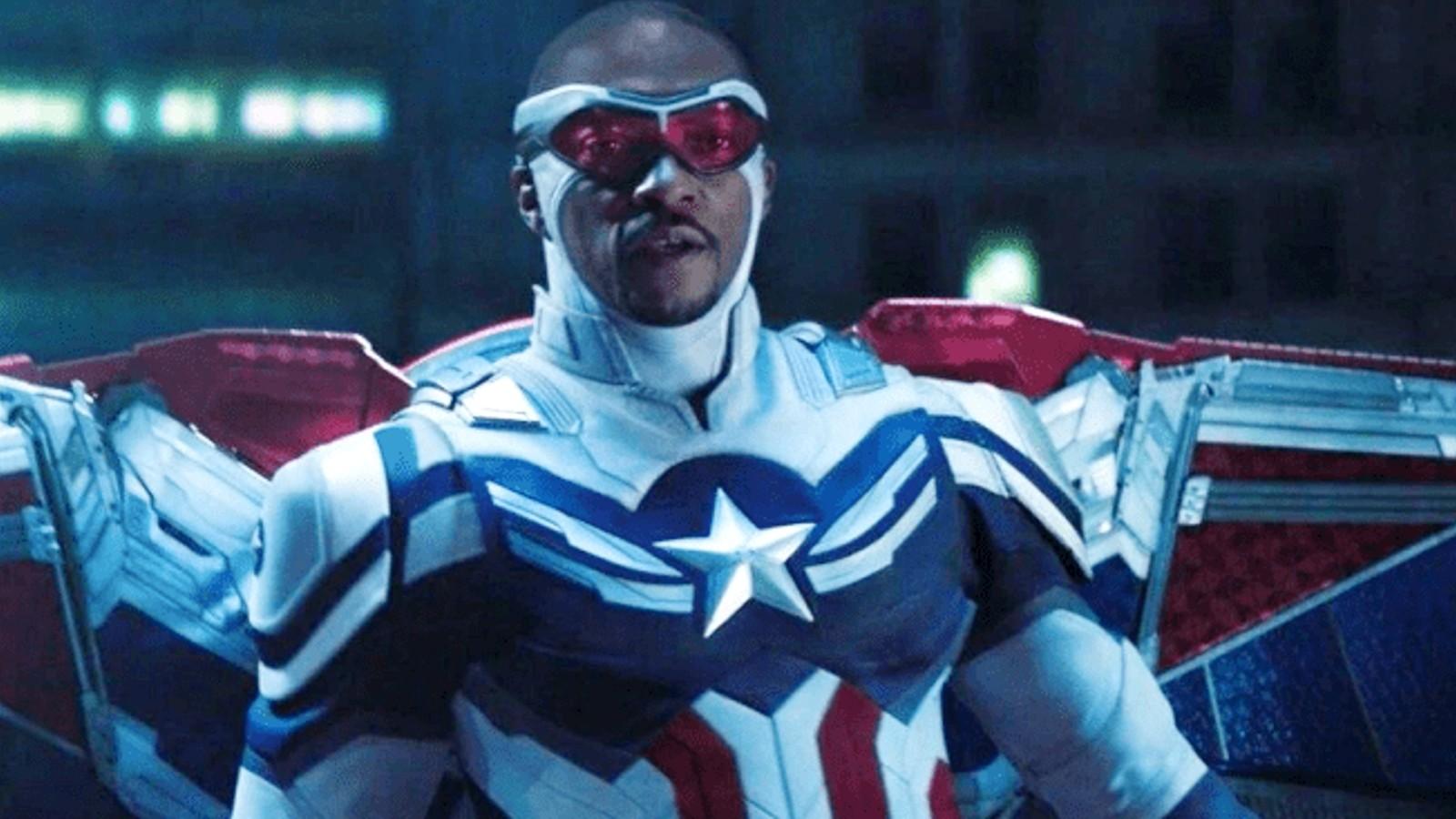 Sam Wilson wears his Captain America suit