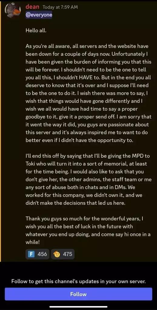 Mineplex shutting down statement