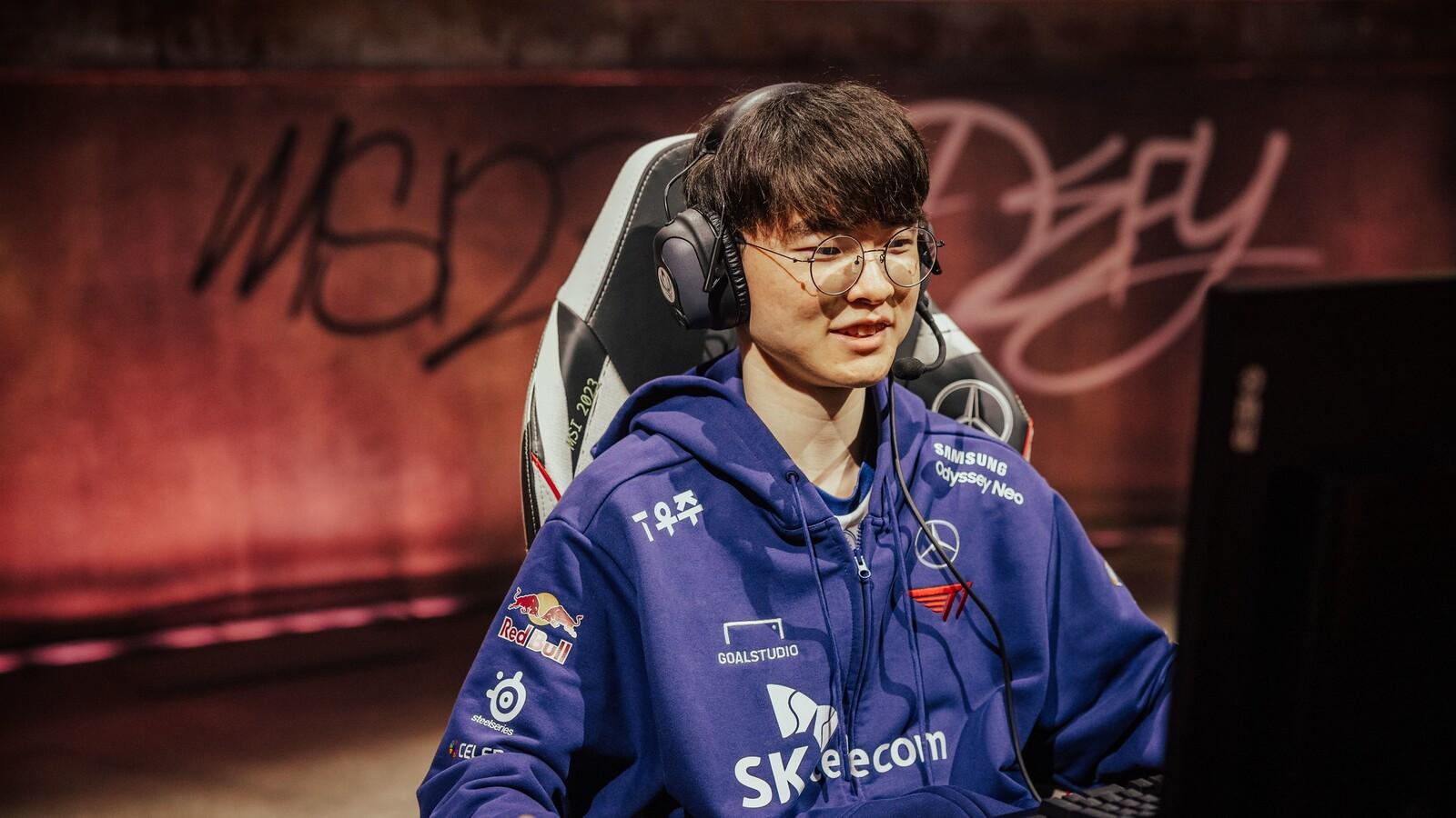 T1 player Faker at MSI 2023.