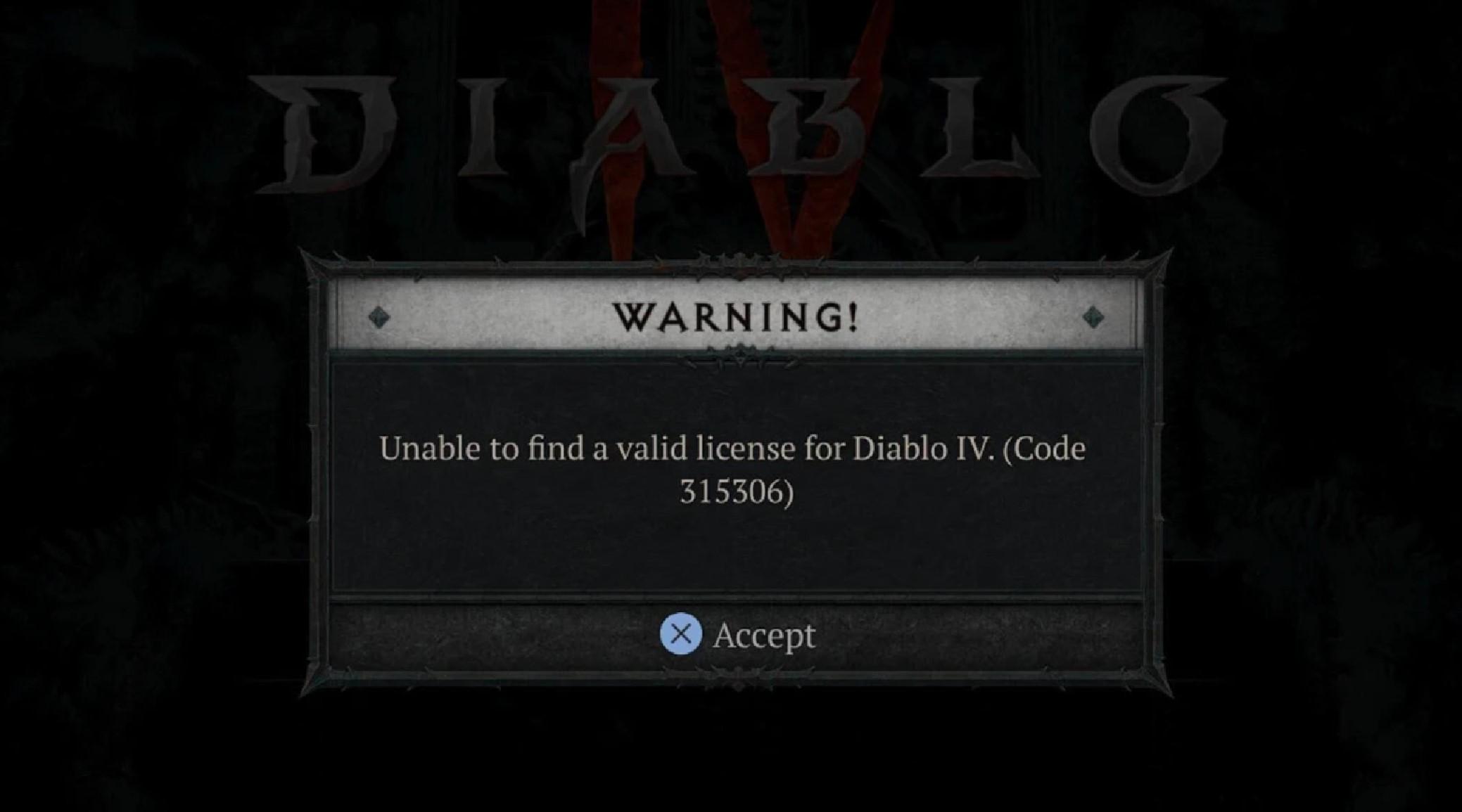 Diablo 4 Invalid License error code