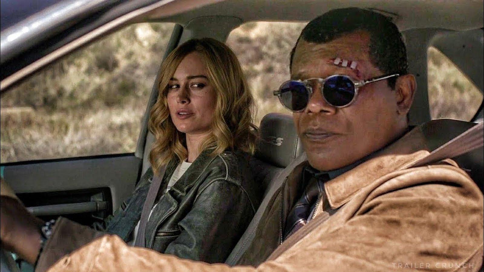 Brie Larson and Samuel L Jackson in Captain Marvel