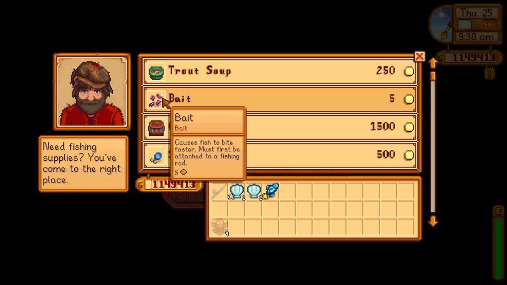 Types of Bait in Stardew Valley