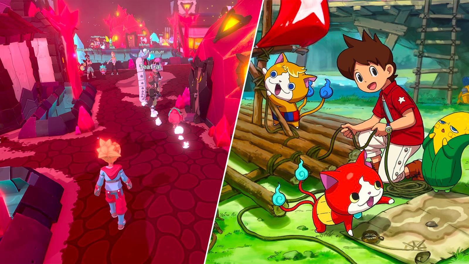 Screenshots of Temtem and Yo-Kai Watch, which are both games like Pokemon