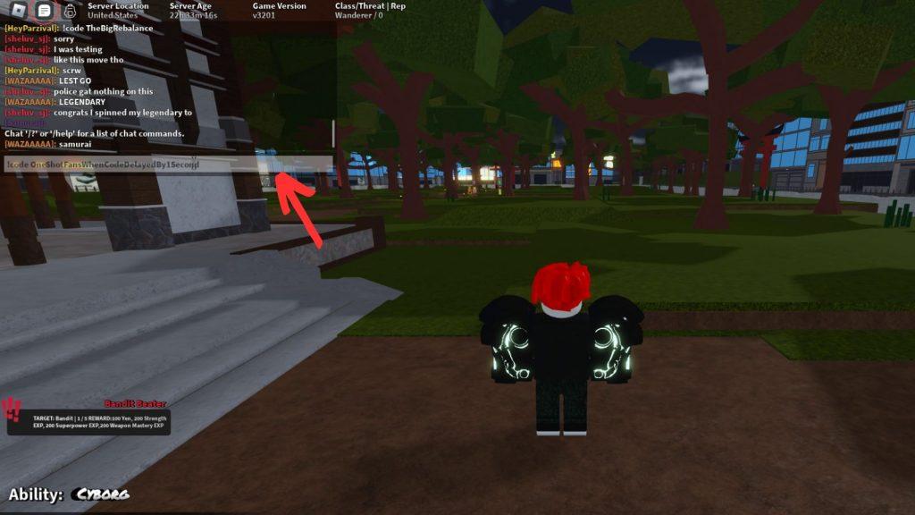 Redeem Code in One Shot Roblox