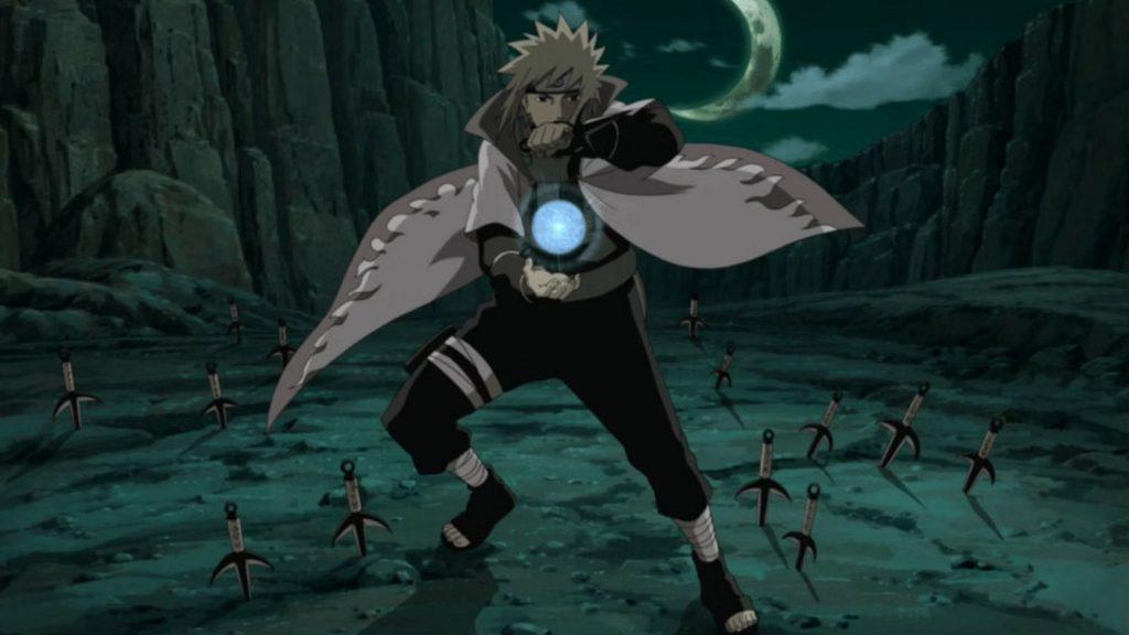 An image of Minato using Rasengan in Naruto