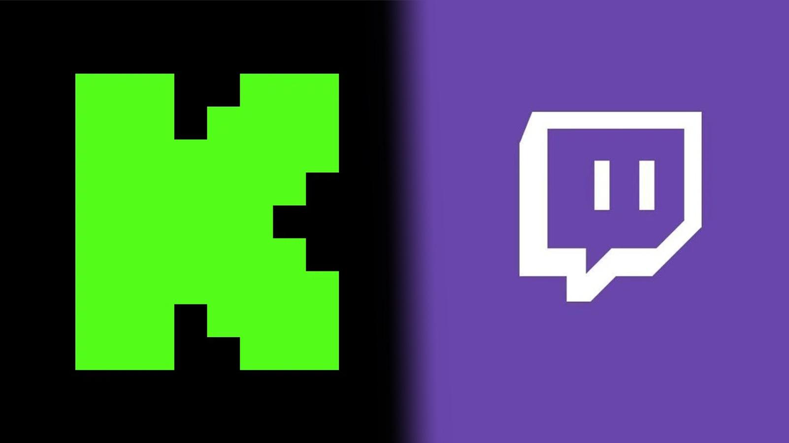 Kick logo next to Twitch logo