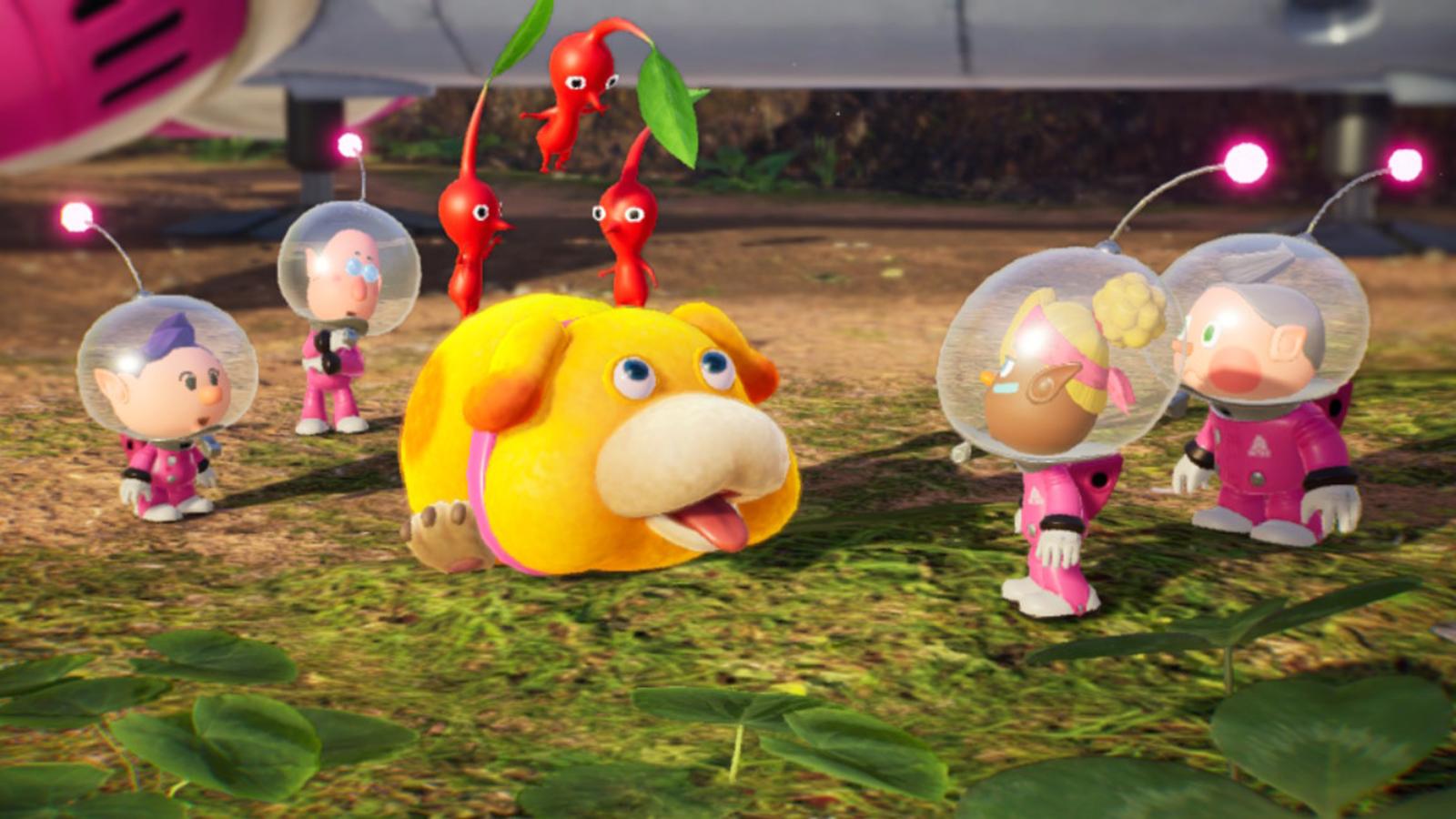 A screenshot of Oatchi in Pikmin 4