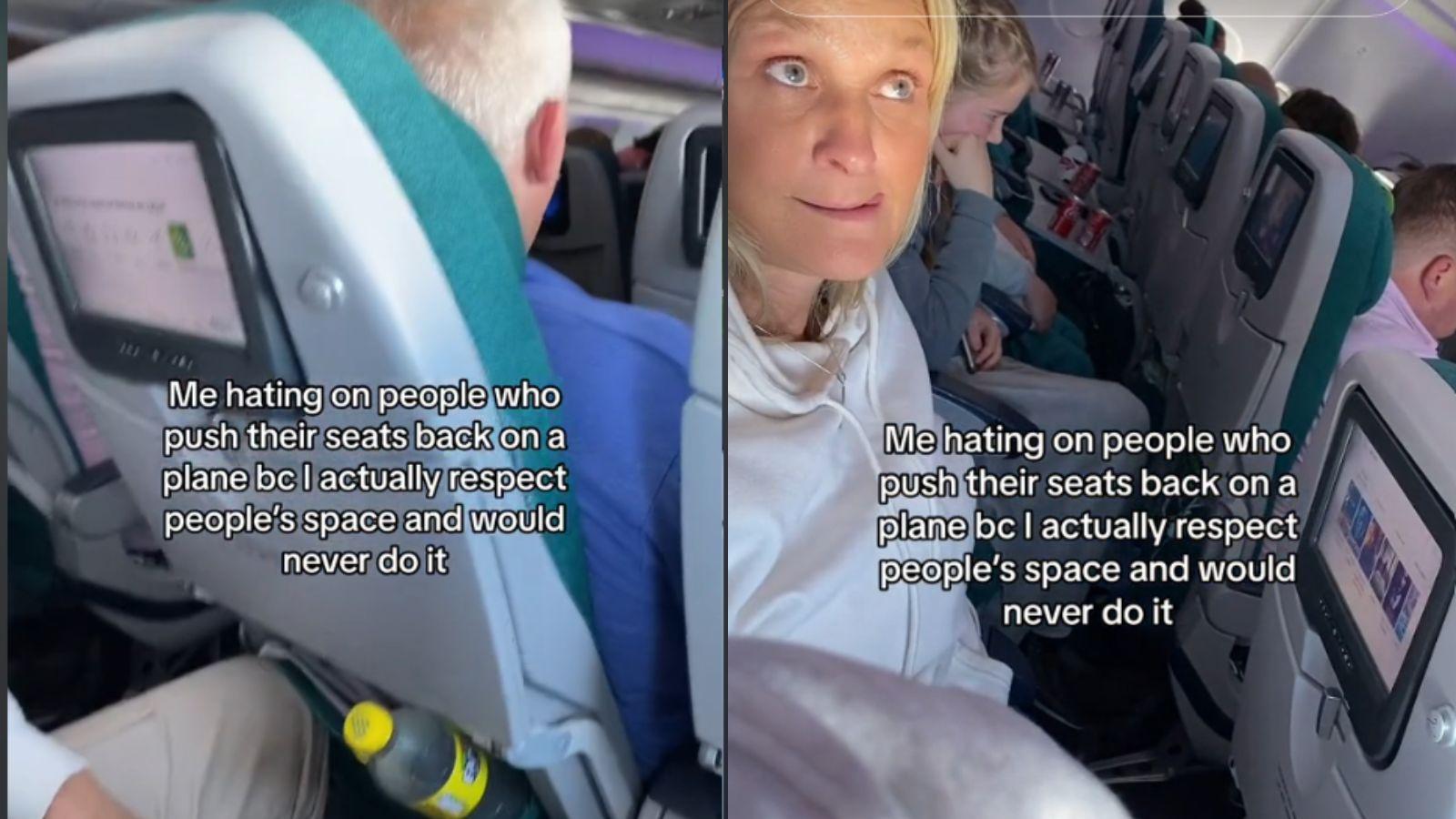 a woman goes viral for hating on passenger for reclining his seat